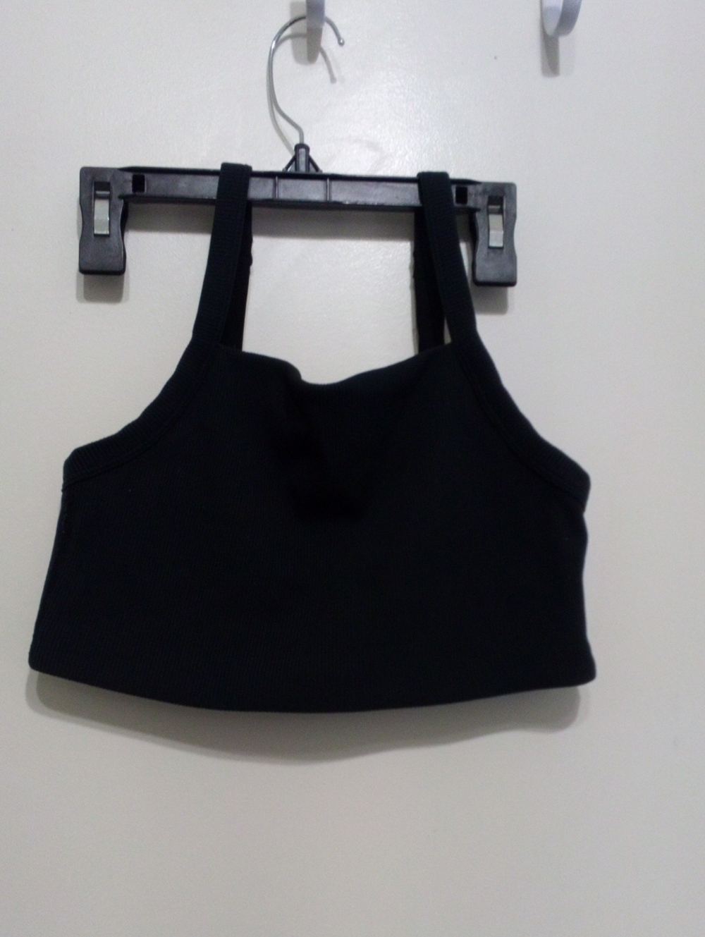 Women’s Black Ribbed Cropped Tank Top - Minimal Strappy Design